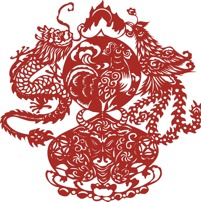 中国风中式传统喜庆民俗人物动物窗花剪纸插画边框AI矢量PNG素材【1310】